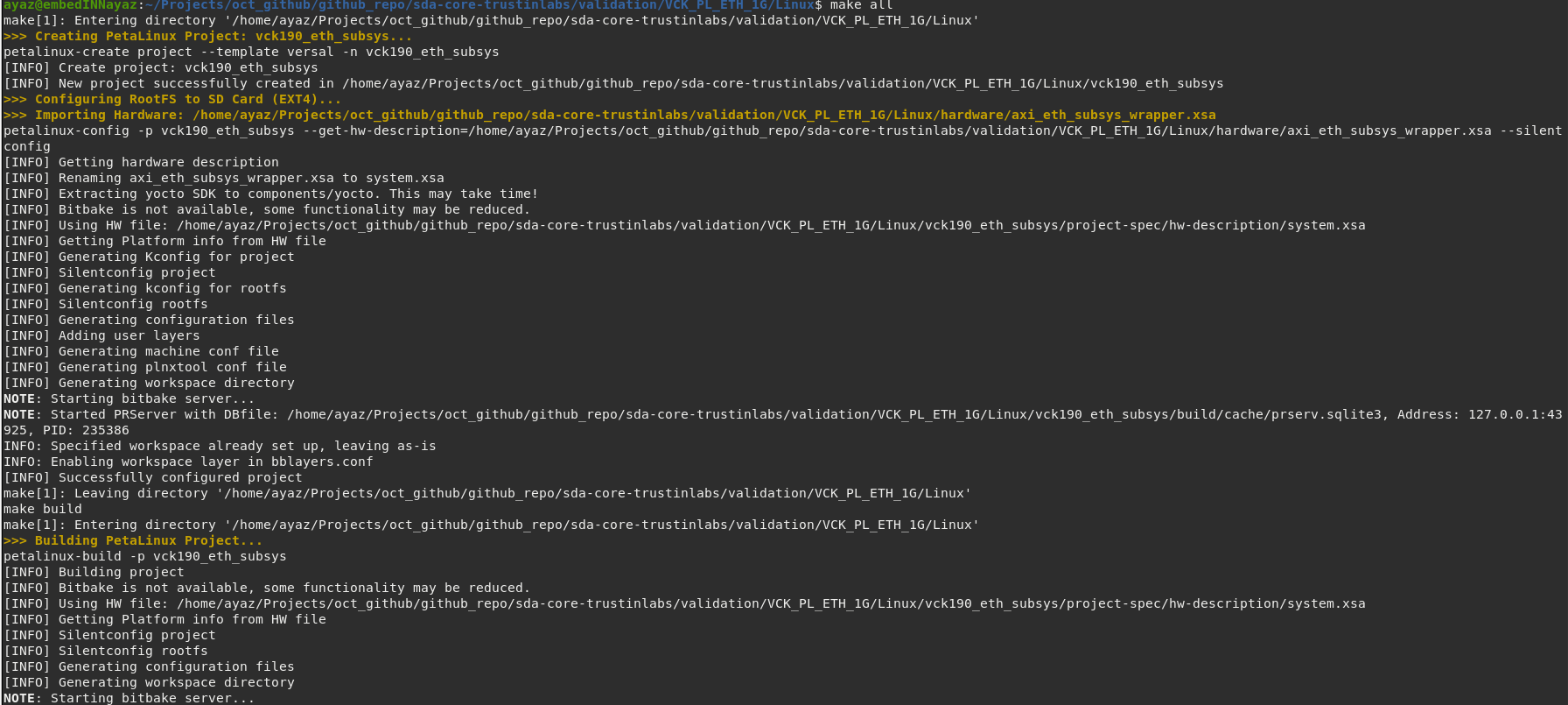 Makefile running PetaLinux build commands