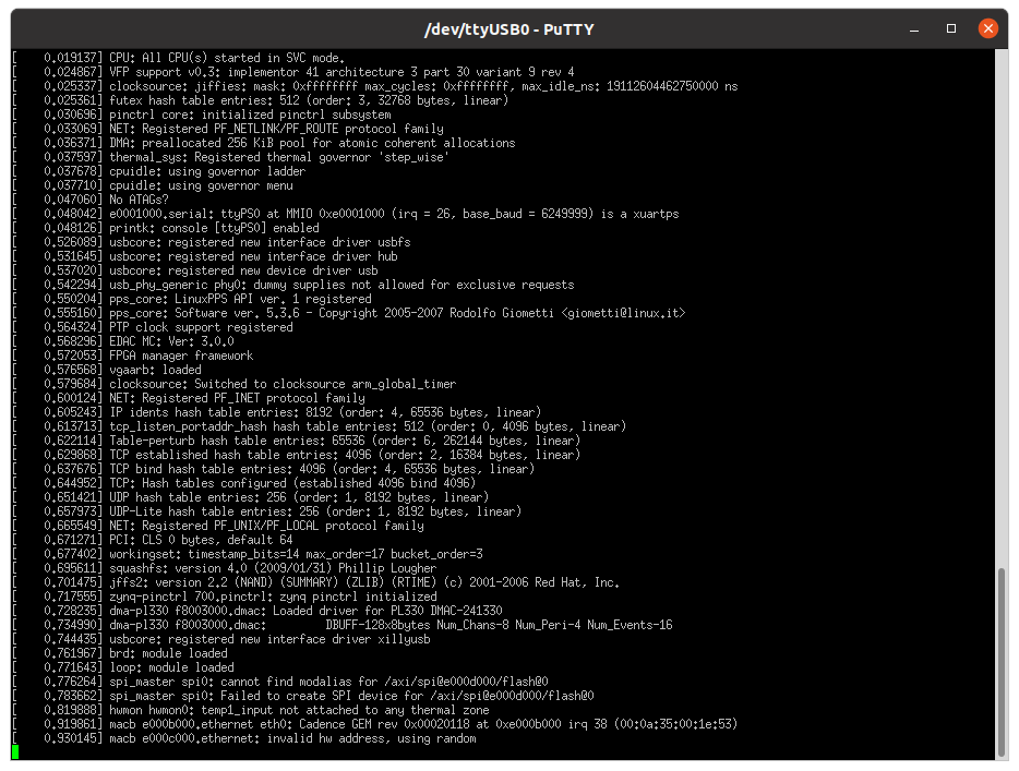 OpenWrt boot log in a serial terminal